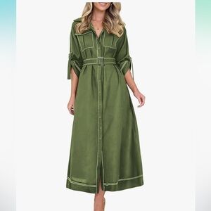NEW PRETTYGARDEN Maxi Shirt Dress
